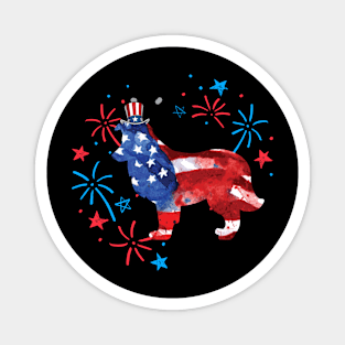 Sheltie Uncle Sam Hat 4Th Of July Magnet